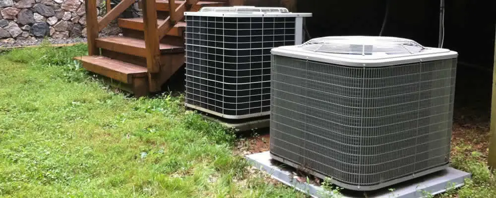 Heat pump installation and service units outside a home in Phoenix, AZ